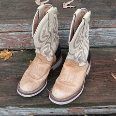 ROPER Western Boots 7 JK Brown Leather Two Tone Embroidered Made in Spain