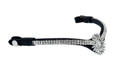 Crystal Sunburst Horse Browband Black Leather Rhinestone Bling
