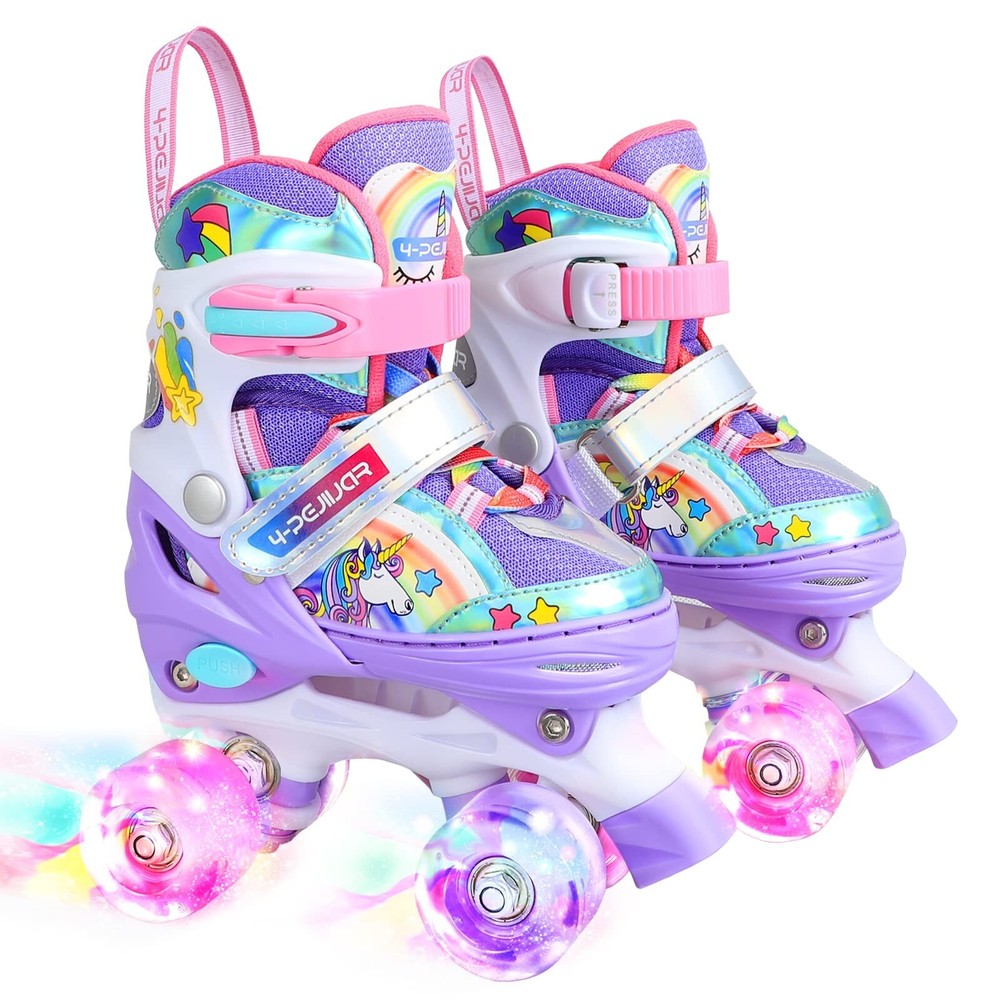 4-Pejiijar Rainbow Unicorn Kids Roller Skates for Girls Toddler Ages 2-4 5-8 …
