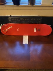 Supreme Tonal Box Logo Skateboard Red SS23 In Hand.