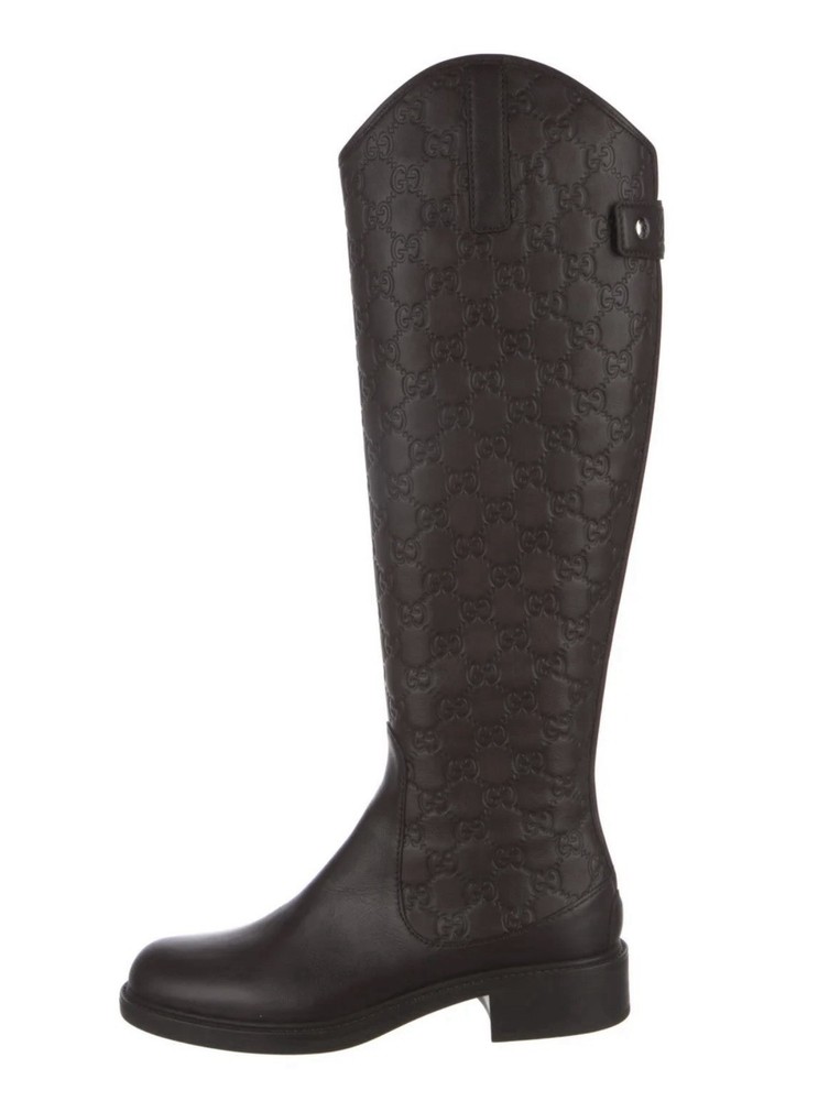 Gucci Women’s GG Monogram Leather Tall Knee-High Riding Boots