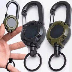 Retractable Carabiner Keychain 5pcs Heavy Duty Steel Wire Reel Key Ring Clip