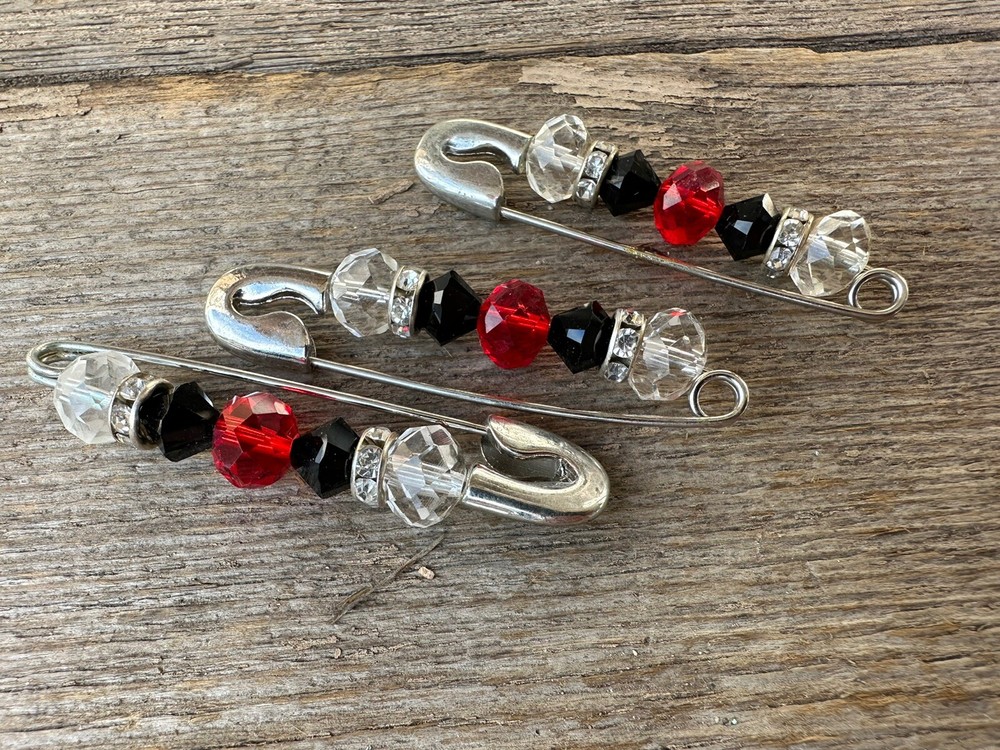 Horse Tack – Set Of 3 Red Rhinestone & Swarovski Crystal Blanket Number Pin