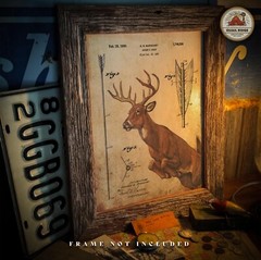 Vintage Archery Arrow Patent Art Print Whitetail Deer Bow Hunting Wall Decor