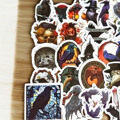 100 Pcs Gothic Raven Theme Stickers Lot For Laptops, Skateboards, Journal & More