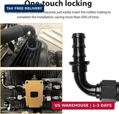 2PCS 10AN 90 Degree Push Lock Hose Fitting End, Aluminum 90° AN10 Female Swivel