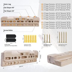 TWO STONES Wooden Hangboard Rock Climbing Pull Up Bar Designed Training for C…