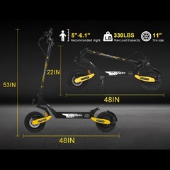 1200W Electric Scooter for Adult 48V23.4AH 40Miles 28MPH 11» Off-road E-Scooter