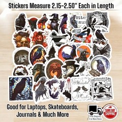 100 Pcs Gothic Raven Theme Stickers Lot For Laptops, Skateboards, Journal & More