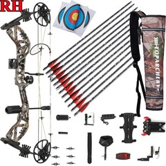 30-70lbs Archery Compound Bow RH Let off 75% &Carbon Arrows for Shooting Hunting