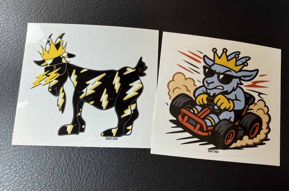 Goat USA Stickers Lightening Bolt And Race Car New