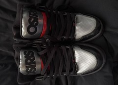 Osiris NYC 83 High Top Skateboarding Shoes Black Gray Red US 11.5