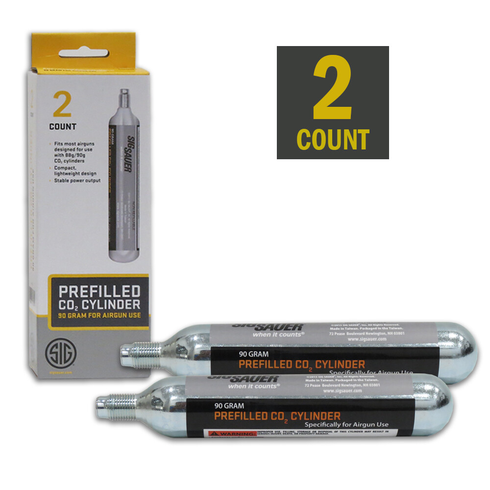 Sig Sauer 90 Gram CO2 Cartridges Prefilled Air Gun CO2 Cylinders – 2 Count