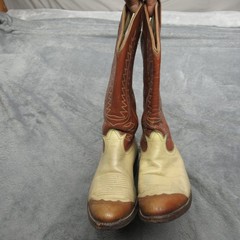 Tony Lama 6214 Western Boots Mens 8 D Cowboy Brown Lizard Snip Toe Vamp USA Made