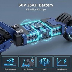 YINGLU US Stock 5000W Electric Scooter 50MPH 55 Mile Range 60V NFC Unlock Vacuum