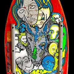 Vintage 1989 Schmitt Sticks Chris Miller “Faces” Skateboard Deck Used