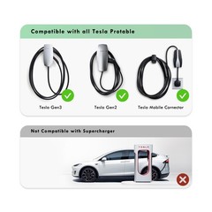 Tesla Charger Extension Cable 50A 240V 12KW 20FT,High-Speed Charging,Overload…