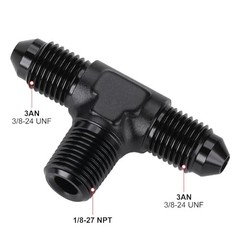 3AN Male Flare Tee to 1/8 NPT on Side Branch T Fitting Adapter