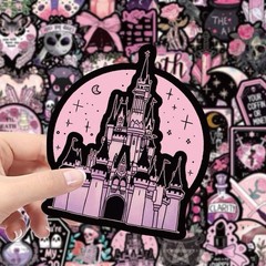 30Pcs Random Aesthetic Dark Pink Gothic Witch Skull Skeleton Waterproof Stickers