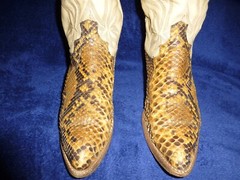 DAN POST MENS SNAKESKIN/ LEATHER BOOTS SIZE 9D DEEP V –MAKE AN OFFER
