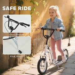 Dual Brakes Kick Scooter 12-Inch Inflatable Front Wheel Ride On Toy For Age 5+