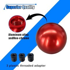BDZMC Car Round Ball Gear Shift Knob, Aluminum Alloy Gear Shift Stick Head Red