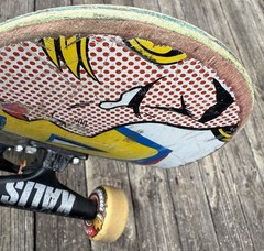 Vintage Used Rare ALMOST Skateboard Comic Girl Deck Grizzly