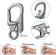 Carabiner Clip, Double Anti-Misopening Locking Design, 3″ Zinc Alloy Heavy Keych