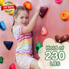 32 Rock Climbing Holds for Kids and Adults, Multi Size Colorful Plastic Wall Gri
