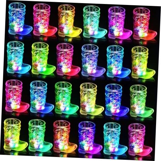 Cowboy Boot Shot Glass Set of Light Up Plastic Shot Glasses 1.5 oz Flashing