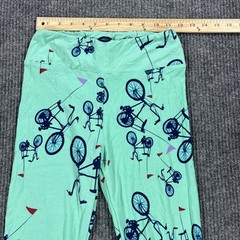 LuLaRoe One Size OS Leggings Mint Green Bicycle Print Soft
