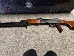LCT RPK Electric Airsoft Rifle Wood Stock w/ Drum Mag, Orange Tip