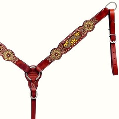 80RK HILASON Western Horse Genuine Leather Floral Design Tack Set Mahogany