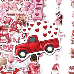 30Pcs Random Cute Love Theme Happy Valentine’s Day Waterproof Stickers Decals