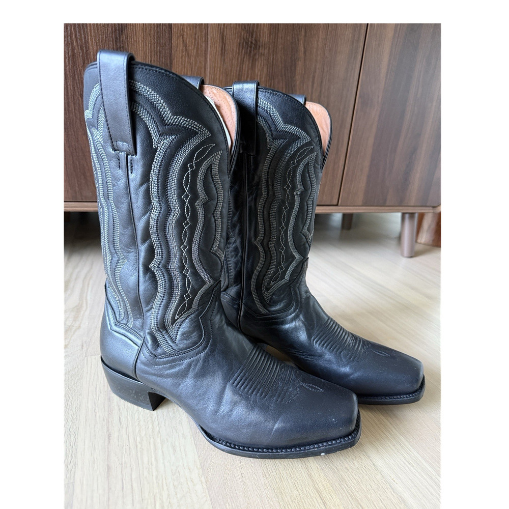 Dan Post Boots Black Leather Western Cowboy Pull-On Boots – Cowboy Western Style