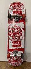 Speed Demon Skateboard 31in x 7.75in Concave Board Double Kick Tails Skull Red