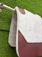 Grey Wool Felt Saddle Pad with Leather | Western Riding Pad | 30X30″ & 32X32″