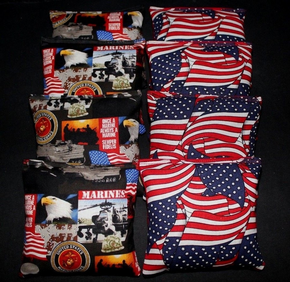 USMC USA Marines Military Patriotic Flag 8 ACA regulation custom Cornhole bags