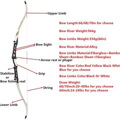 14-40lbs 66» 68» 70»Takedown Recurve Bow Set Arm Guard Archery Target Hunting