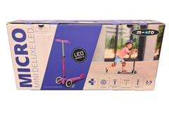 Micro Mini LED Kids Scooter 3 Wheel Lean Steer Adjustable T Bar Ages 2-5 (A03)