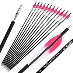 28″ 30″ 31″ Archery Carbon Arrows SP500 Feather Screw-in Tip Recurve Bow Hunting