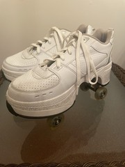 Agloat Retractable Roller Skate Shoes Women’s 9.5 Men’s 8 White Wheeled Sneakers