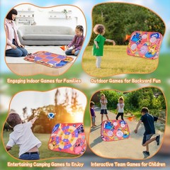 Giant 3-in-1 Bean Bag Toss Game for Kids, Toddler Outdoor Toy Tic Tac Toe Gam…