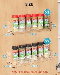 Spice Rack Wall Mount, 4 Pack, Screw or Adhesive Installation, Spice Clear