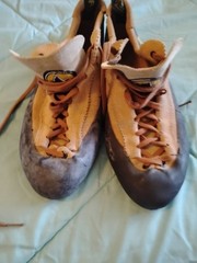 La Sportiva Mythos Climbing Shoes Mens 10 Beige Leather Rock Climbing Italy