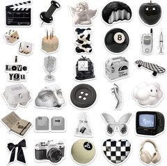 Aesthetic Stickers Black and White Sticker Pack 60PCS, Y2K Sticker for Laptop