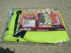 2XL Lime Green Tough 1 PVC/Vinyl Riding Slicker raincoat w/ Removable Hood