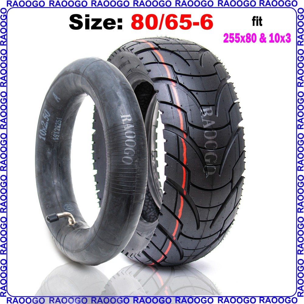80/65-6 Tire & 10×2.5 Tube fit 255×80 & 10×3 10 inch Electric Scooter