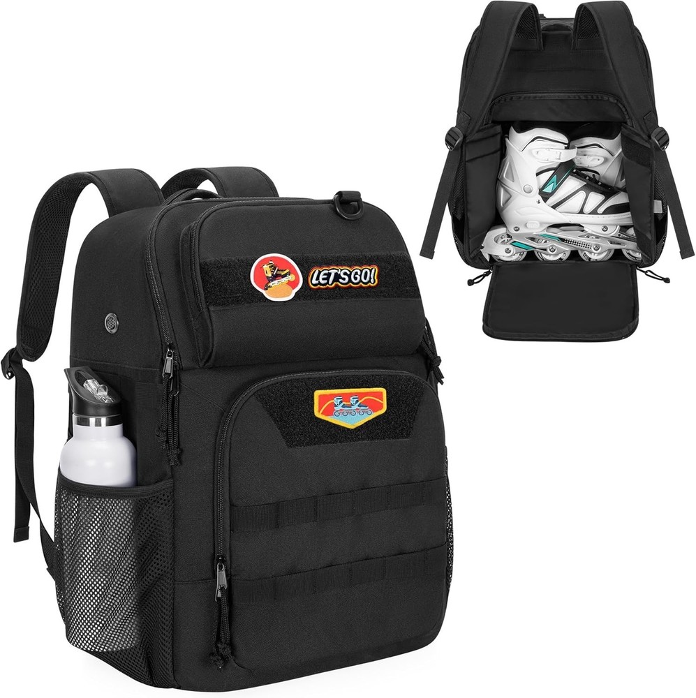 Skate Bag Fits Shoes Up to Us Mens 13, Roller Skate Backpack with Multi Acces…