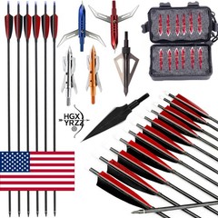 30″ Archery Carbon Arrows Turkey Feather Compound Recurve Bow Arrowhead Quiver